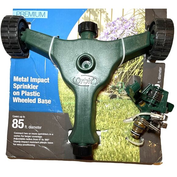 Orbit Impact Sprinkler Premium Plastic Metal Wheeled Base Coverage Up To 85 Ft - Picture 9 of 13
